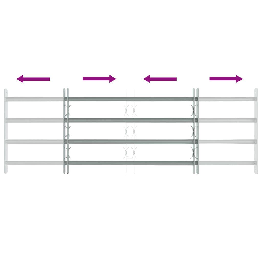 Window Security Grille with 4 Horizontal Bars 3 pcs