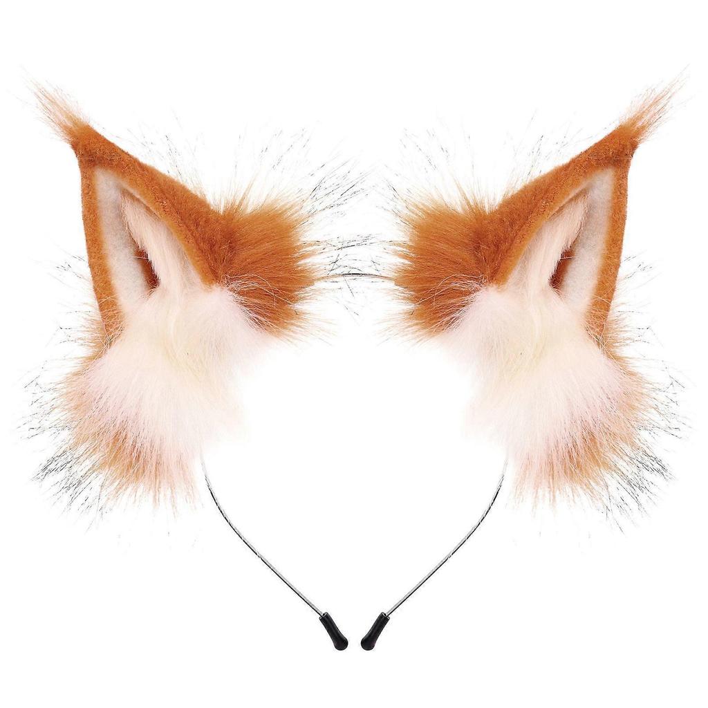 Realistic Plush Cat Fox Ear Hair Clip Cosplay Headwear for Anime Convention Party Costume Decoration