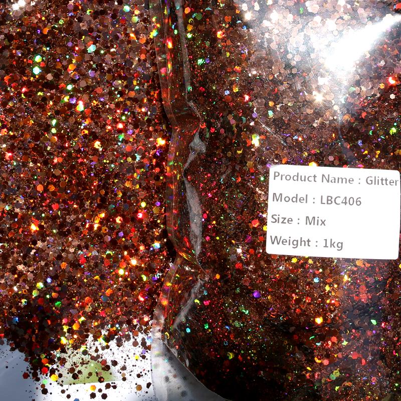 PET Bulk Holographic Glitter 1KG Mixed Chunky Glitter Powder for Crafts