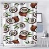 1 Piece Coconut Shell Print Shower Curtain Set - Double-Sided Polyester Fabric With Hooks, Tropical Art Theme, Polyester Fabric