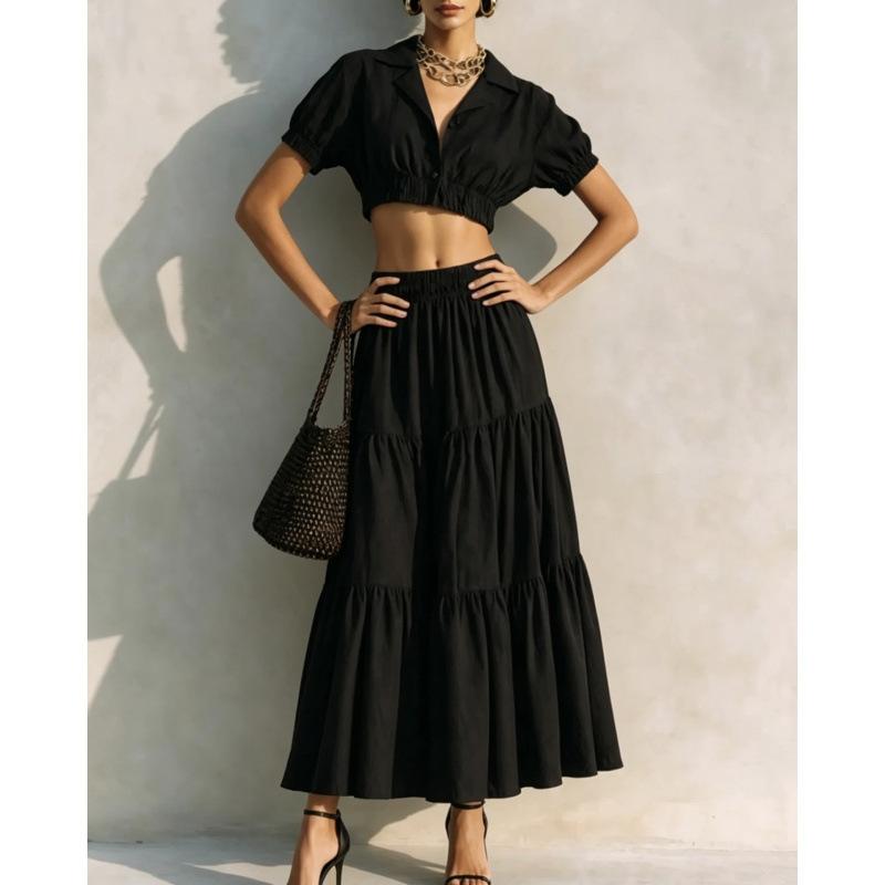 Europe and America 2026 fashion new sexy temperament waist dress two-piece set S