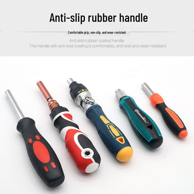 Hex Shank Air Screwdriver with Quick Ratchet Handle, Strong Magnetic Self-Locking Bit Holder, and Extension Rod Socket.