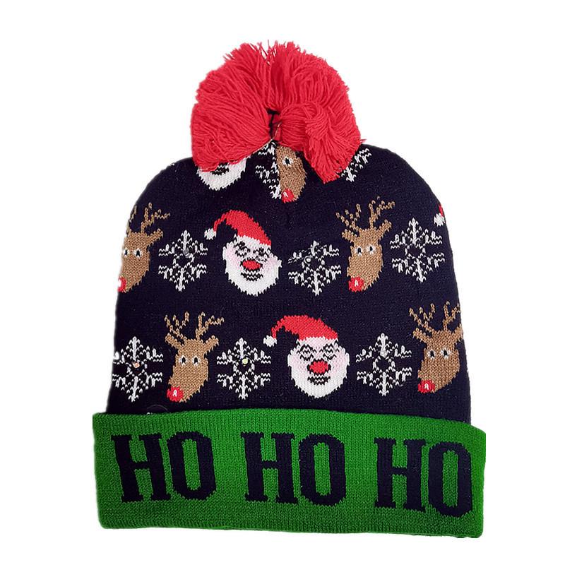 Christmas LED Light Knitted Pom-Pom Hat for Adults - Warm Fashion for Autumn/Winter
