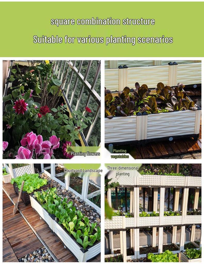 Thickened Plastic Vegetable & Flower Planter Box for Balcony, Indoor, Terrace, or Courtyard
