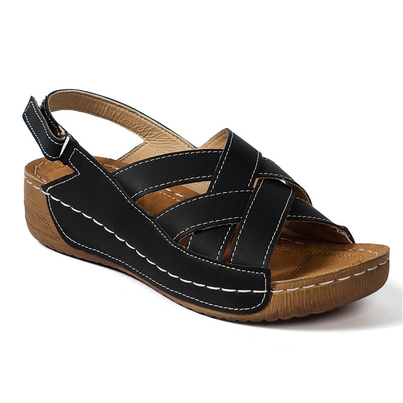 Kadın Sandalet Peep Toe Yazlık Ayakkabılar Kadın Alçak Platform Topuklu Sandaletler Kadın Zarif Dolgu Topuklu Yazlık Sandaletler De Mujer