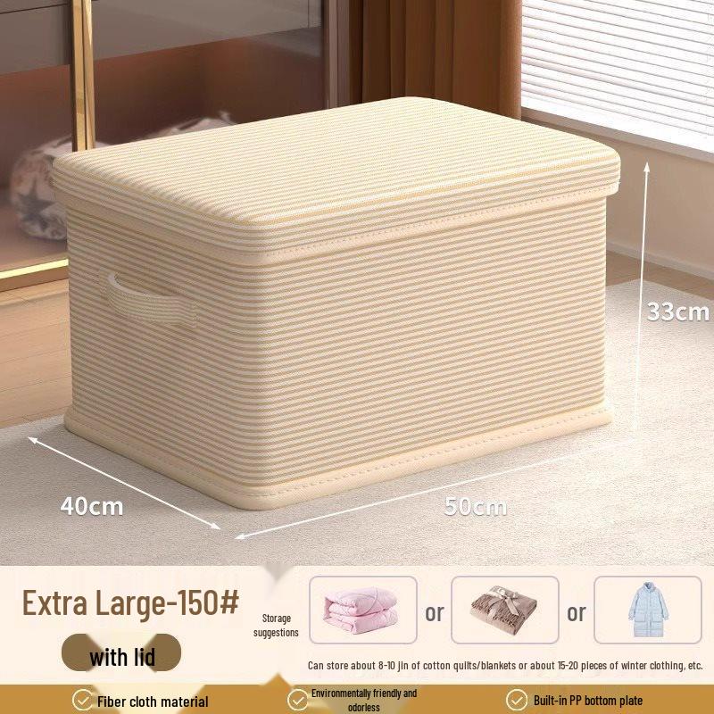 Faltbare gestreifte Aufbewahrungsbox mit Deckel für Kleidung und Socken