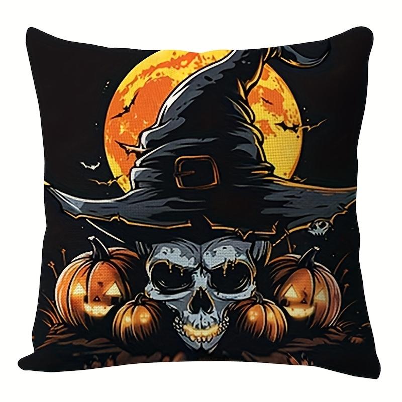 1pc Halloween Pillow Cover, Halloween Funny Pattern Design Home Decoration Living Room Sofa Cushion Cover,Excluding Pillow Core