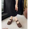 Fashion Women's Felt Mary Janes Shoes Square Toe Ballet Flats for Female New Fashion Buckle Strap Ladies Shoes Spring Autumn