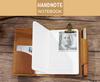 Leather Vintage Travel Notebook - Handmade Diary with Magazine Cover, Portable & In Stock