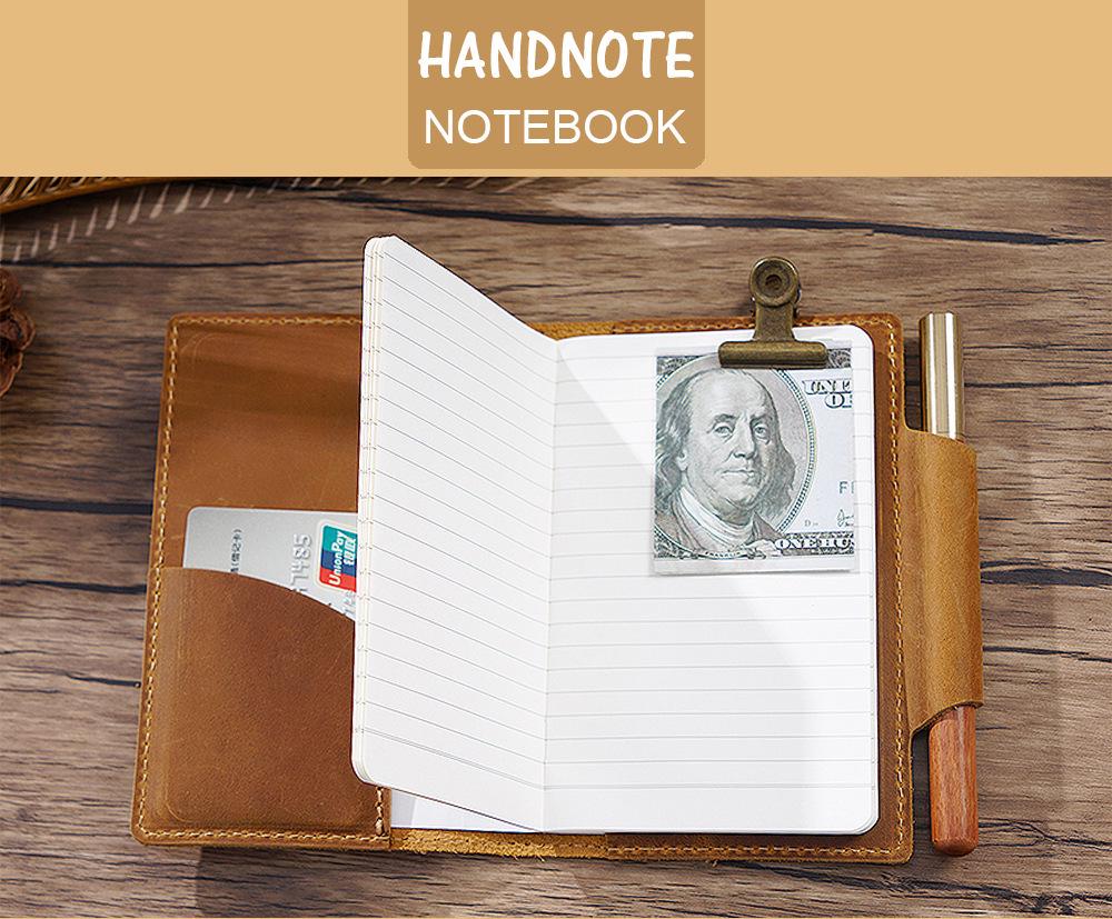 Leather Vintage Travel Notebook - Handmade Diary with Magazine Cover, Portable & In Stock