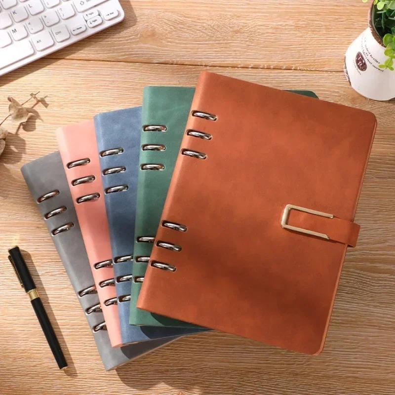 A5 Notebook Simple Office Gift Loose Leaf Vintage Planner Notebooks Creative Buckle Ring Thick Notepads Account Writing Pads
