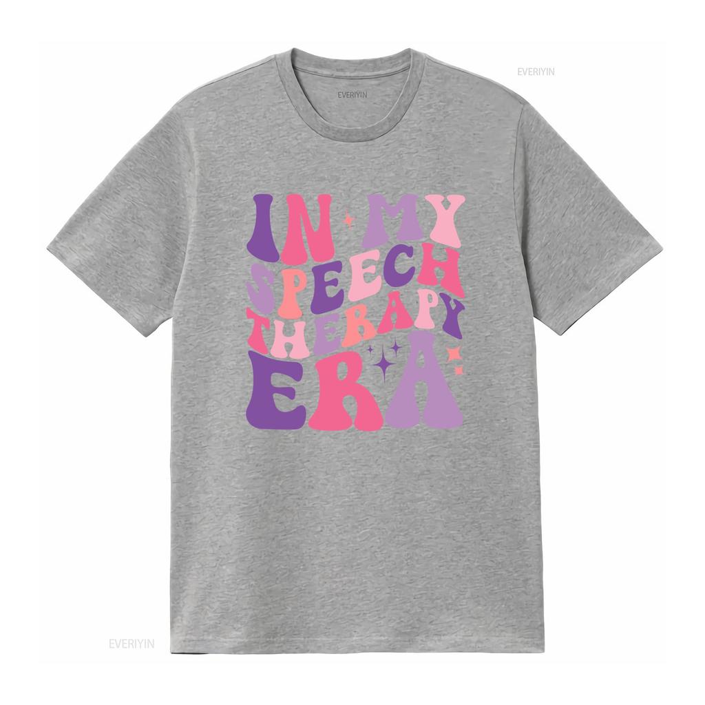 Retro Groovy In My Speech Therapy Era Slogan Print Casual T Shirt Vintage Washed Top For Everyday Wear Graphic Streetwear
