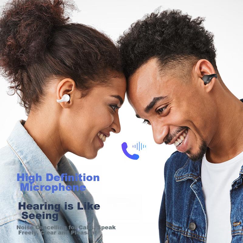 Wireless Bluetooth Earphones, Ear Clip Open-Style, Wireless Non-In, Sports Running Cycling Call Earphones, TJ170 White