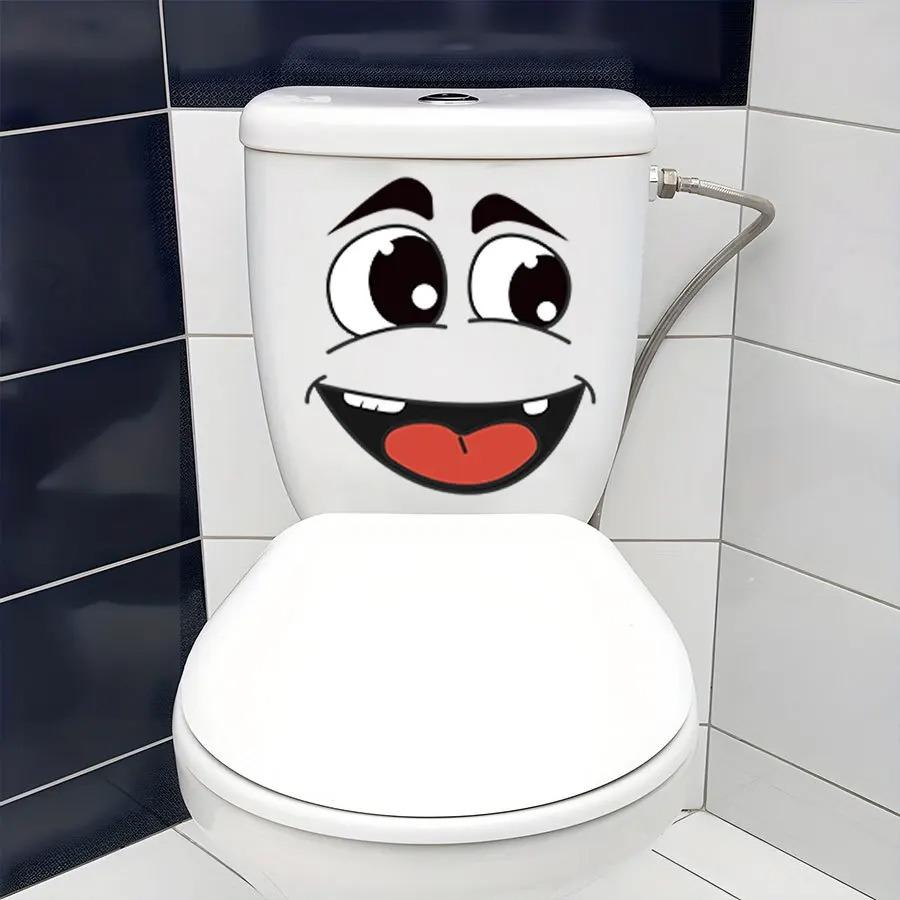 1 Set Cartoon Face Stickers,Self-Adhesive, Plastic Surface Compatible,Home Decoration Suitable for Trash Can, Oilet Decor
