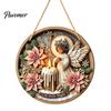 Seasonal Wall Sign Christmas Wooden Hanging Sign, Gnome Snowman Angel Candle 2D Wood Plaque, Rustic Farmhouse Art Vintage Xmas Door Hanger for