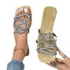 Ladies slippers new large size 44 summer mini snake rhinestone Slide flat bottom slippers women
