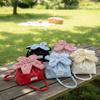 Bundle Pocket Flower Drawstring Crossbody Bag Plaid Cute Canvas Shoulder Bag Korean Style Portable Sparkly Star Flower Bag