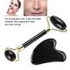 2pcs Set Natural Obsidian Double End Roller Massage & Scraping Board Kit Massage Gift Tool