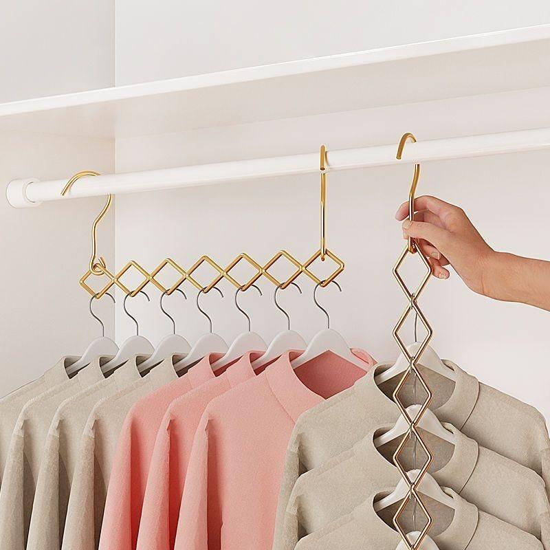 Magic Space Saving Clothes Hangers Foldable Closet Organizer Wardrobe Clothing Cascading Rack 7 Slots For Pants Dresses Coats