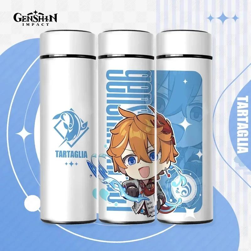 500ml Genshin Impact Thermo Bottle Stainless Steel Kawaii Anime Insulated Cup Water Zhongli Temperature Display Thermos Bottle