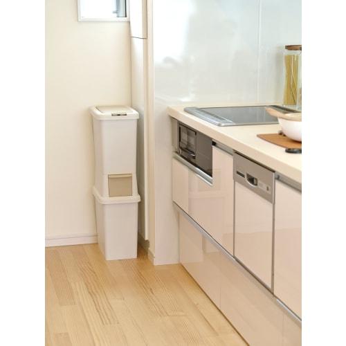 Sanko Plastic Two-Tier Sorting Dustbin, 47.5L, Light Beige