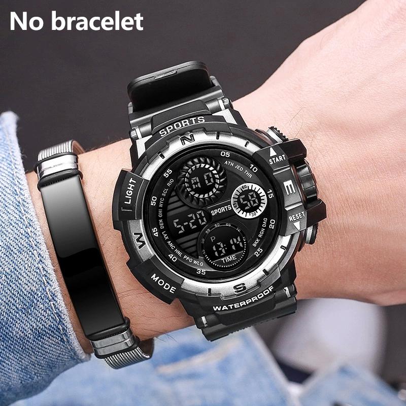Black Digital Watch for Men Sports Watches Waterproof Outdoor Chronograph Hand Clock G Infantry Shock Student Wristwatch