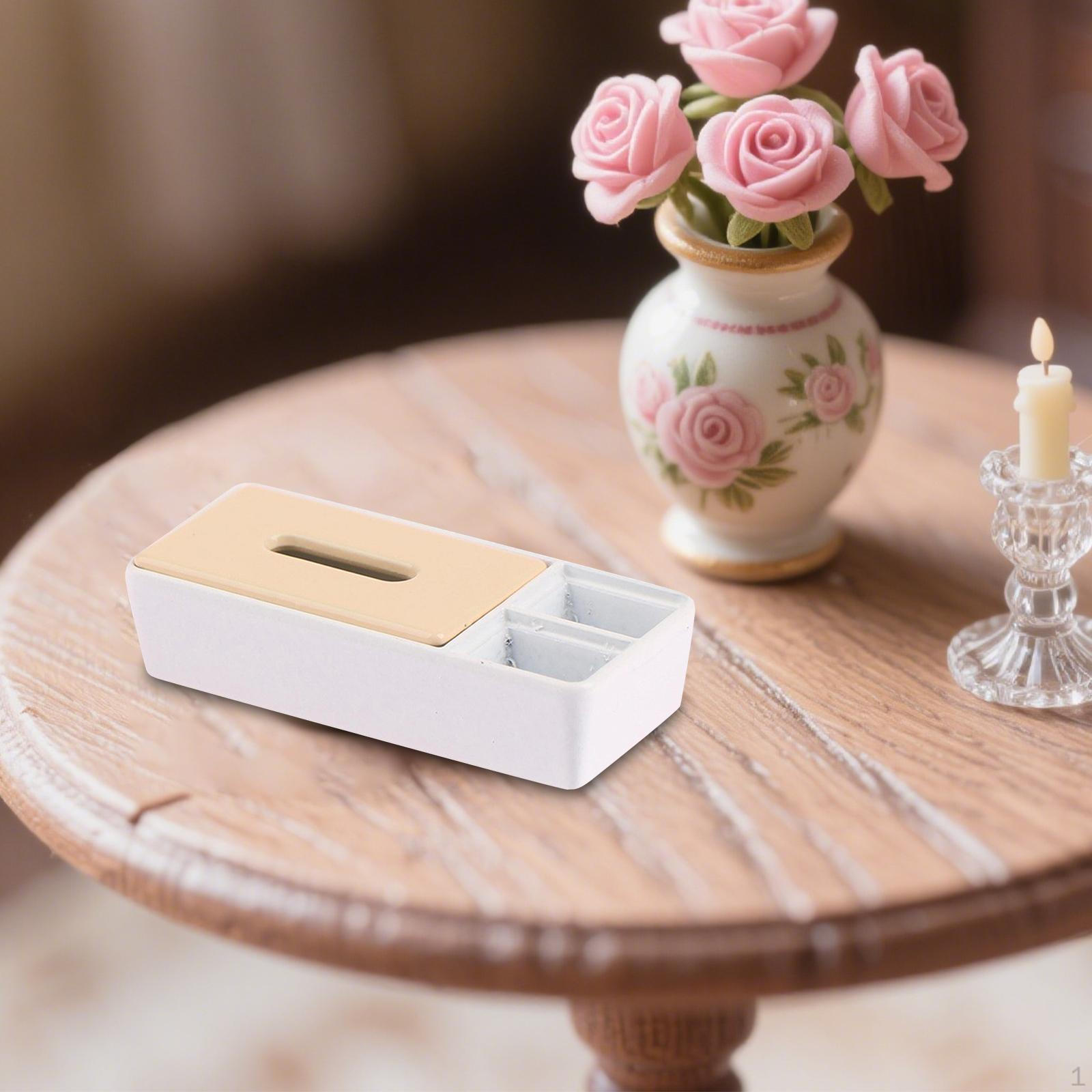 

Miniature Dollhouse Tissue Box 1:12 Scale for Bathroom Bedroom Modern Metal Dolls House Accessories белый