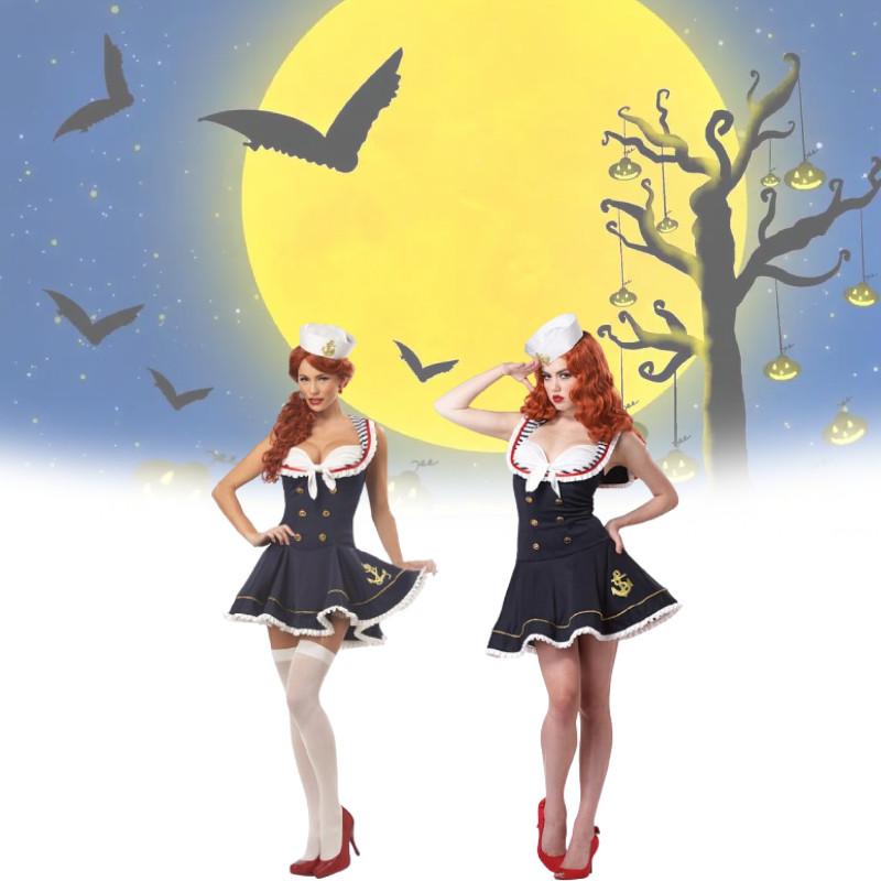 Sexy Ladies Halloween Sassy Sailor Girl Party Costume Naval Fancy Outfit Dress