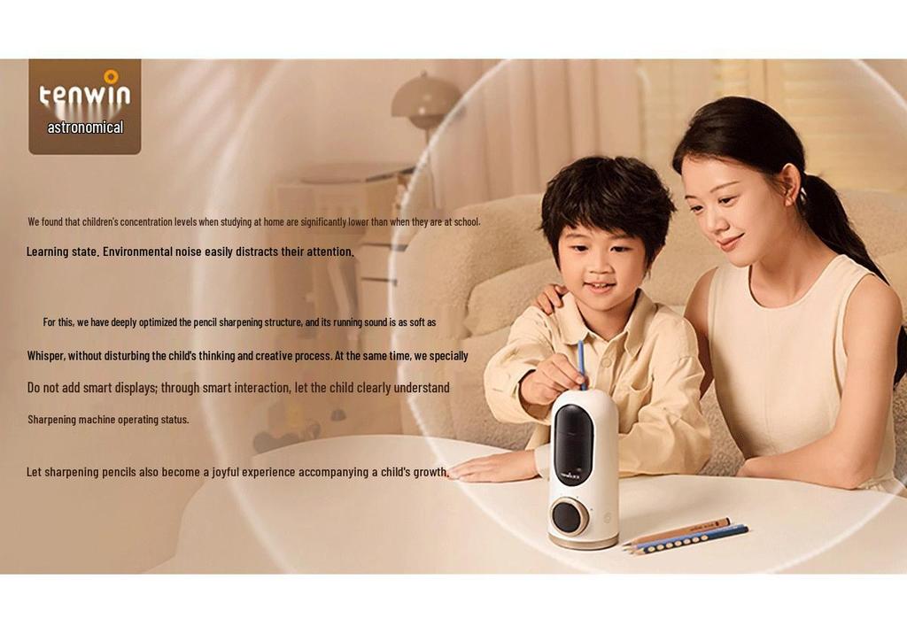 Silent Intelligent AI Electric Pencil Sharpener for Students - Large Caliber & Fully Automatic
