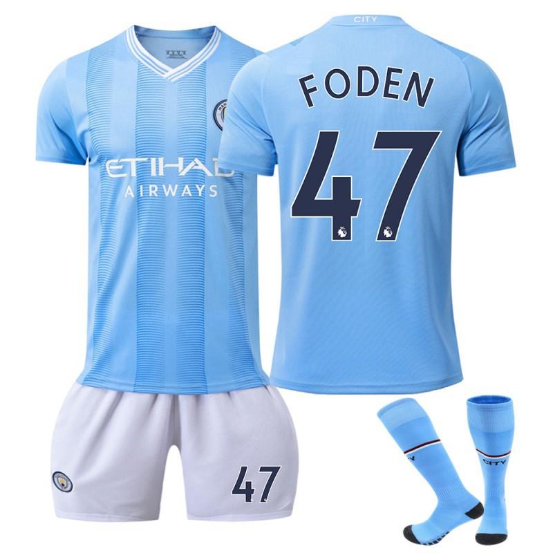2324 Manchester City's Home Football Uniform No. 9 Harland 10 Glalish 17 De Braunet Fan Version Short Sleeves