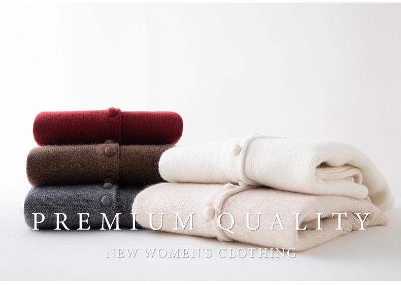 2025 Women's Thick Cashmere Hooded Knit Cardigan - Button-Up Loose Casual Sweater Top