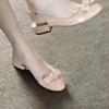 Gentle Round Head One-word Buckle with Sandals Women's Outer Wear Summer New Bow Bag Head Empty Single Shoes