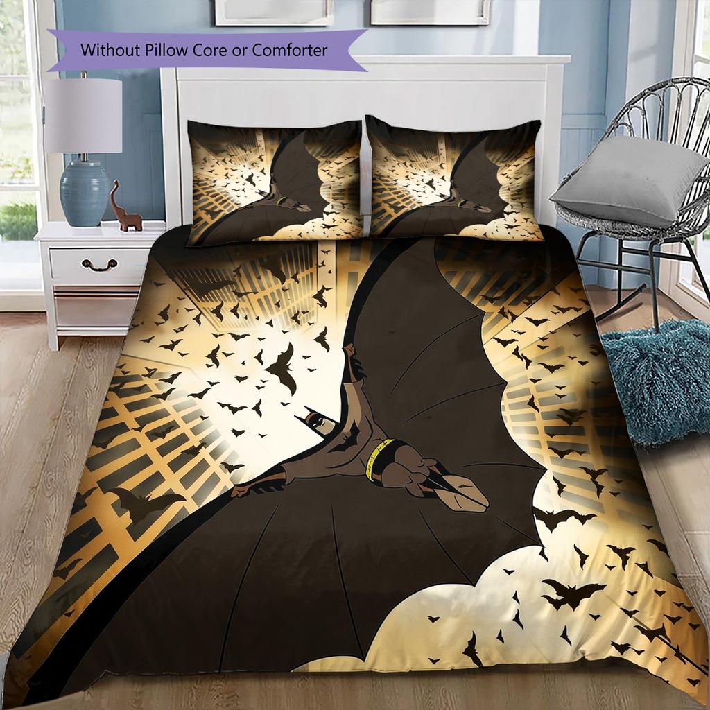 Retro Batman Bedding Set, 1 Duvet Cover & 2 Pillowcases, Vintage Home, Great Gift