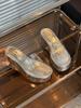 Keilabsatz erhöhte dicke Sohle transparenter Riemen Ein-Wort-Slipper Damenschuhe tragen 2025 Sommer Mode Temperament Sandalen