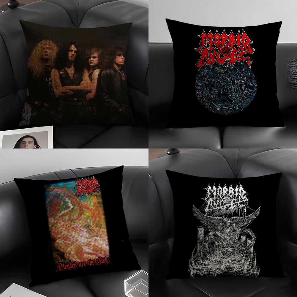 MMorbid AngelL Band Cushion Cover Natural Linen Organic Fabric DoubleSided Printing Sofa Home Decor Gift Pillow Case