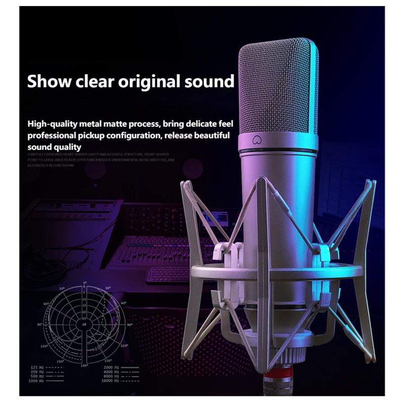 Top Studio Metal U87 Condenser Microphone Professional Cardioid Studio Mic for Recording Podcasting Voice Over Streaming Home  A