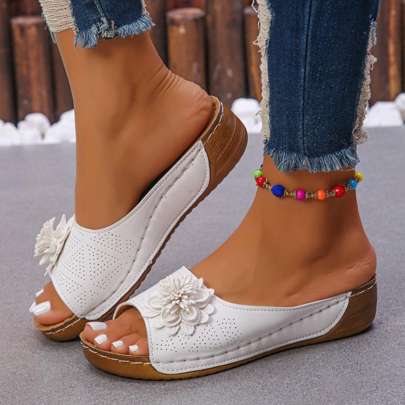 Women's Sandals Soft Heels Sandals Summer 2026 Casual Wedges Heeled Shoes Women Elegant Low Platform Sandals Slippers