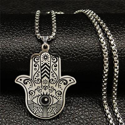 Cross-border Retro Fatima Hand Spirit and Air Pendant, Stainless Steel Talisman Corrosive Evil Eye Necklace