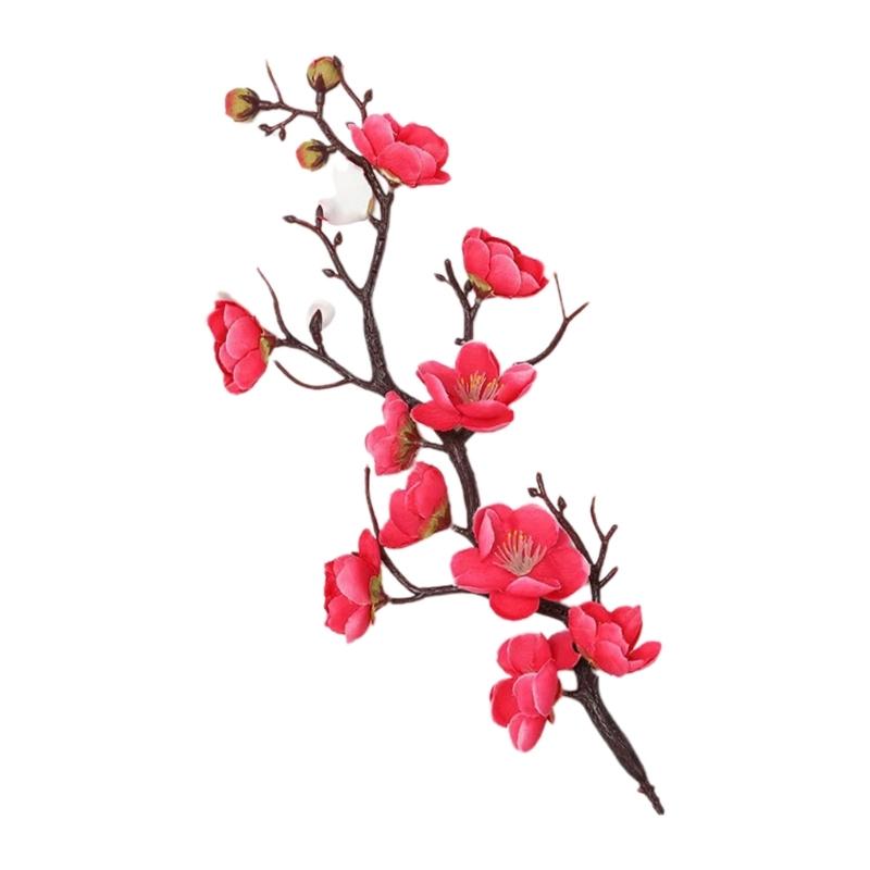 Spring Plum Blossom Bouquet Branch Silk Flower Artificial Flowers for Wedding Home Office Party Hotel Yard Decoration