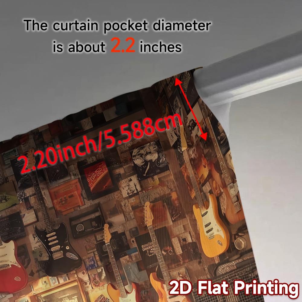 2pcs   2D FLAT PRINTING Curtains (Without Rod) Music Haven Chic Curtain Cloth Durable Polyester Curtains Decorations Inside