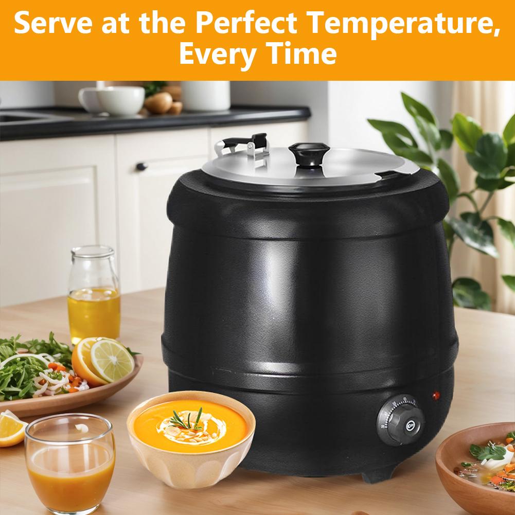 10L Buffet Warming Pot Stainless Steel Electric Soup Warmer Heating Stew Kettle for Restaurants and Party Home Catering