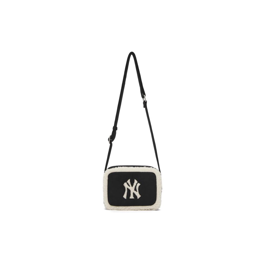MLB 24FW New York Yankees NY Logo Klassisch Herbst Winter Vielseitig Lammfell Kleines Quadratisches Tasche - Umhängetasche Unisex Taschen Schwarz 3ACRS0746-50BKS