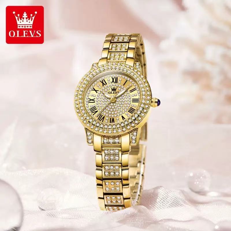 OLEVS Ceas de damă Ceas elegant de cuarț cu diamant strălucitor, rezistent la apă