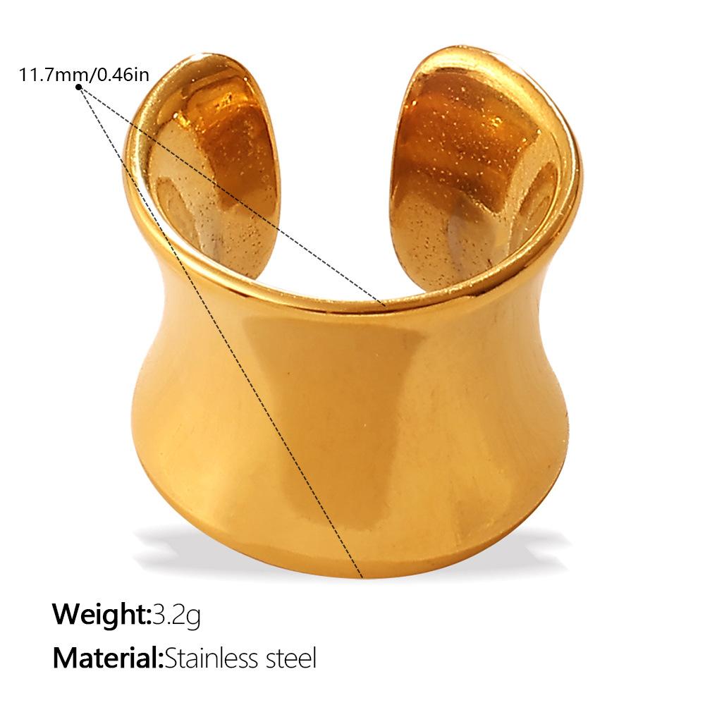 Plain Ring Niche Ear Clips, Stainless Steel Plated 18K Gold Multi-layer Stacked Design Earrings