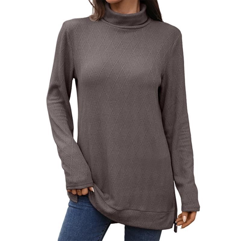 Women's High-Neck Loose-Fit Long-Sleeve Top Sweatshirt