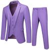 Men's Three-Piece Suit Set with One-Button, Double Vents, and Elastic Waist
