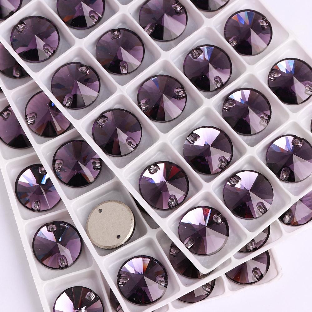 High Quality Rivoli 80+ Colors Rhinestones Crystal AB Sew-on Glass Gems Clothing Flatback Sewing Stones Women Bling Bling Shine