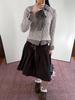 Melanoid Retro Coffee Corduroy A-Line Skirt with Double Waistband and Pleats – Mid-Length for Women In Spring/Autumn.