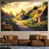 2D Dreamy Countryside Backdrop Magical Sunset Cottage Studio Photo Background Cloth