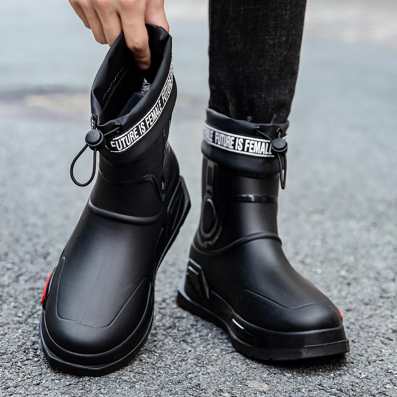 Men's Rain Outdoor Boots High Tops Hiking Young Men Fishing Shoes Non-slip Chef Work Ankle Boot Mens Waterproof Boot Four Season